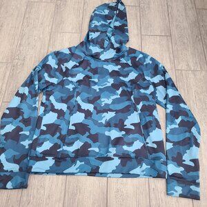 Velocity boys blue and black camo print hoodie sweatshirt size large